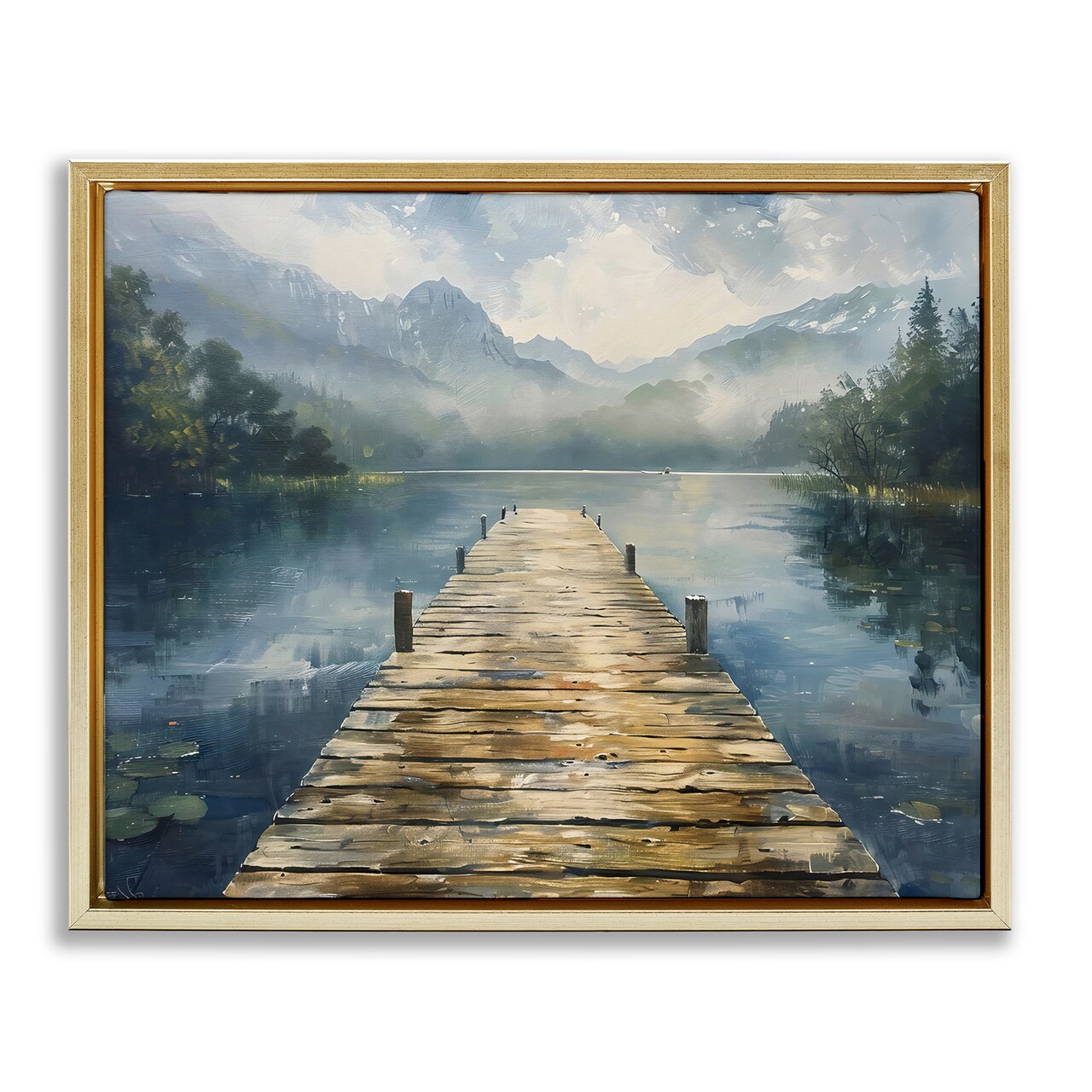 Stupell Industries Wooden Dock Over Lake Floating Frame, design by LSR Creative Studio